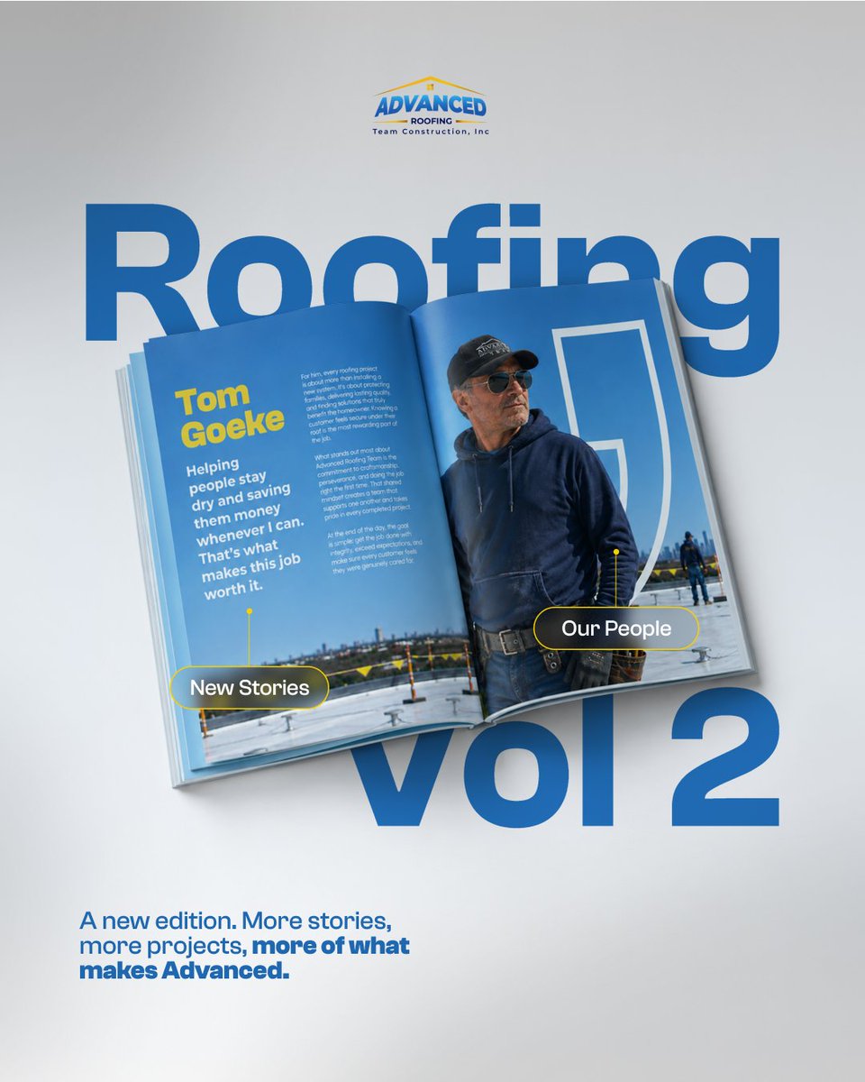 advanced_team26's tweet photo. More stories, more of what makes us who we are.

Volume 2 is here, featuring the people behind every roof we build. This edition dives into the faces, the stories, and the mindset that drives our team to get every job done right, the first time.

See our complete Roofing Journal: https://t.co/W2fMCXRMAx

✅ FREE Roof Inspection
✅ Trusted Local Roofing Professionals

A stronger roof means greater peace of mind. Let's build a roof you can rely on.
📞 Call (877) 945-6565 to schedule your free inspection today.