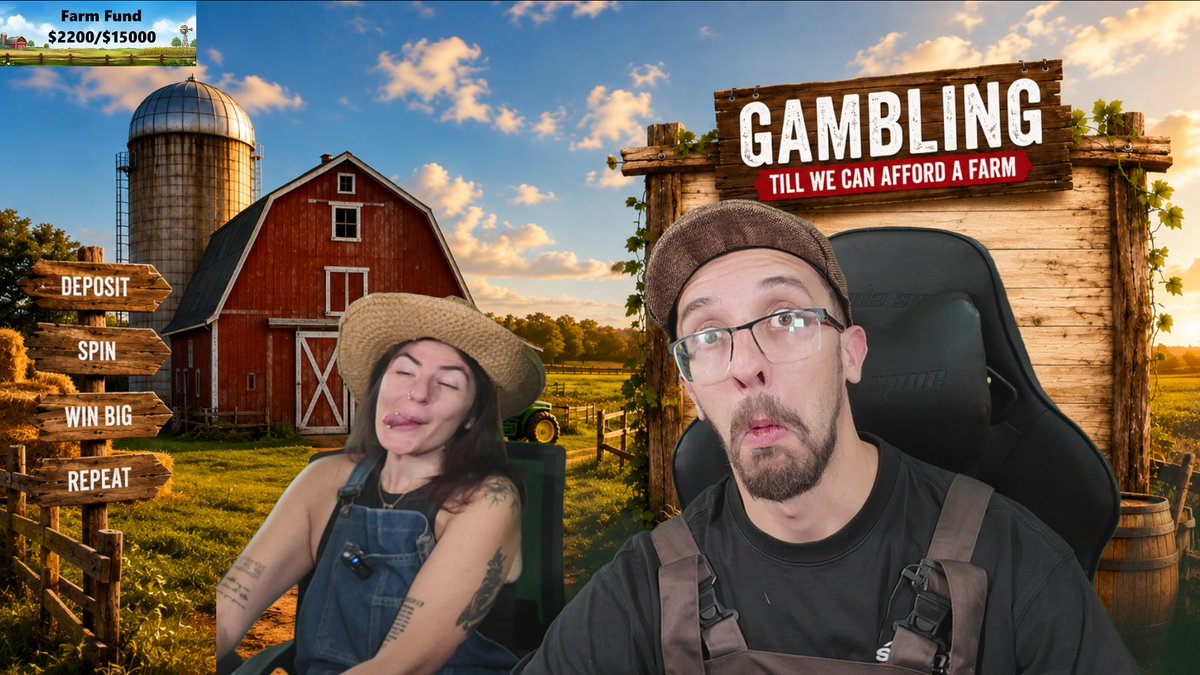 Sebknowsbest's tweet photo. 🚨LIVE NOW 🚨
Day 8 of Gambling till i buy a Farm 🚜
Chat calls and Giveaways
$25 RT Giveaway picked on Stream 🎉 https://t.co/x91XGBPxiv