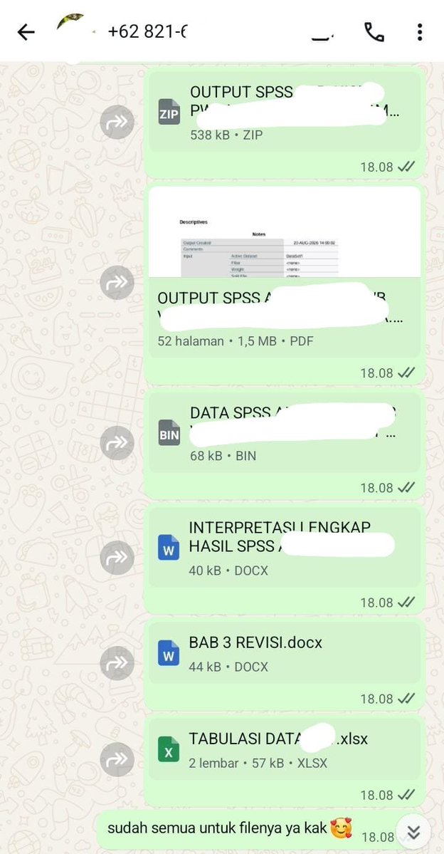 mtcheeseee's tweet photo. testimoni joki olah data spss lagiii + revisi all bab 3, yu yang mau joki spss + revisi skripsi jugaa wa ke https://t.co/yuGo3hgwdJ #zonauang #zonajajan #bealanja #joki #spss #skripsi #jokiskripsi https://t.co/QgX5v3HYuE
