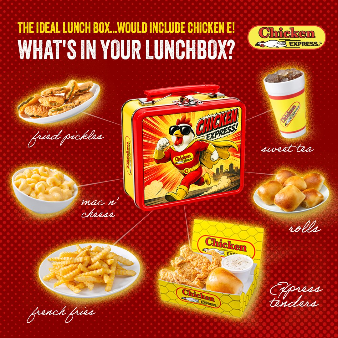 Chicken_Express's tweet photo. Back to school is better with Chicken Express! 📚🍗 Pack your favorites and make lunchtime the best part of the school day, or join us after school for a delicious after-school treat. 😎

#ChickenExpress #SweetTea #BackToSchool #SchoolLunch https://t.co/3EqNl95ywa