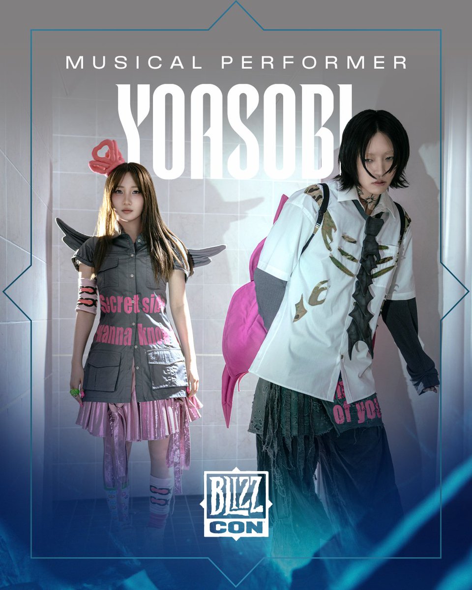 Blizzard_Ent's tweet photo. Surprise! ✨🎶 International music duo YOASOBI is joining us at BlizzCon 2026 to make history at our first-ever esports halftime show!

Catch their performance in the Overwatch World Cup Arena on Sunday, September 13. https://t.co/k4vYu2sFSl