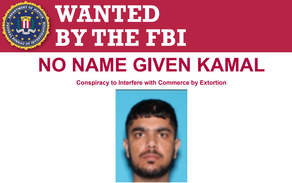 FBIMostWanted's tweet photo. No Name Given Kamal is #wanted by the #FBI for his alleged involvement in a transnational criminal organization known as The Lawrence Bishnoi Organized Crime Group.  The group allegedly engaged in conspiracy to interfere with commerce by extortion, and operated in the Central District of California and elsewhere:  https://t.co/VQME6zxdGw