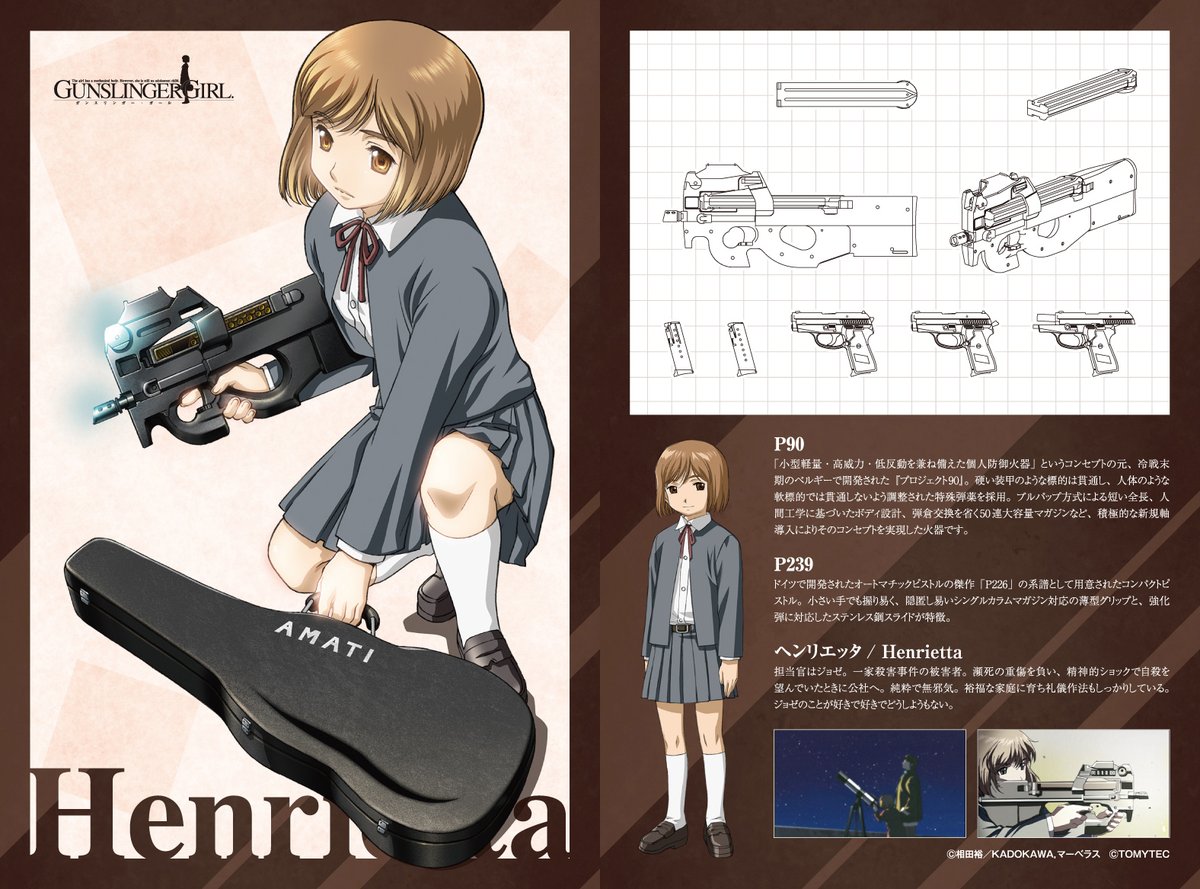 LittleArmory's tweet photo. ＼好評発売中 #リトルアーモリー／
GUNSLINGER GIRL ヘンリエッタ P90・P239タイプ
https://t.co/Z1Ukuc7M29

銃器模型シリーズ『リトルアーモリー』と、名作ガンアクション『GUNSLINGER GIRL』(ガンスリンガー・ガール)とのコラボモデル第1弾🎻
ヘンリエッタのP90とハンドガンP239のセットです。 https://t.co/4rHKS0w02t