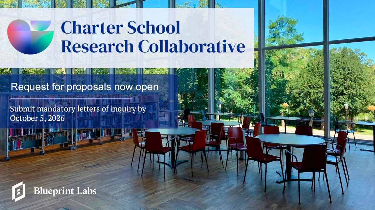 BlueprintMIT's tweet photo. The Charter School Research Collaborative’s sixth request for proposals is now open. Blueprint aims to fund policy-relevant charter school research studies of varying sizes and scopes, with grants ranging from $10,000–$400,000. 

📚️Learn more and apply: https://t.co/EGvMLGp6F9 https://t.co/AtJbJo6bsW