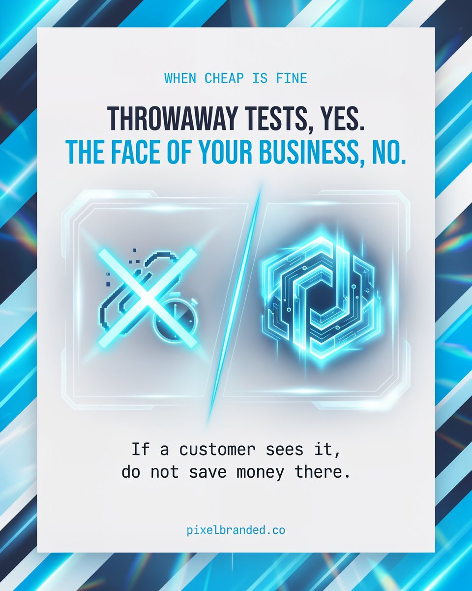 PixelBrandedCo's tweet photo. Cheap is fine for throwaway tests. Not for the face of your business. (4/5) https://t.co/TohzDY5RvX