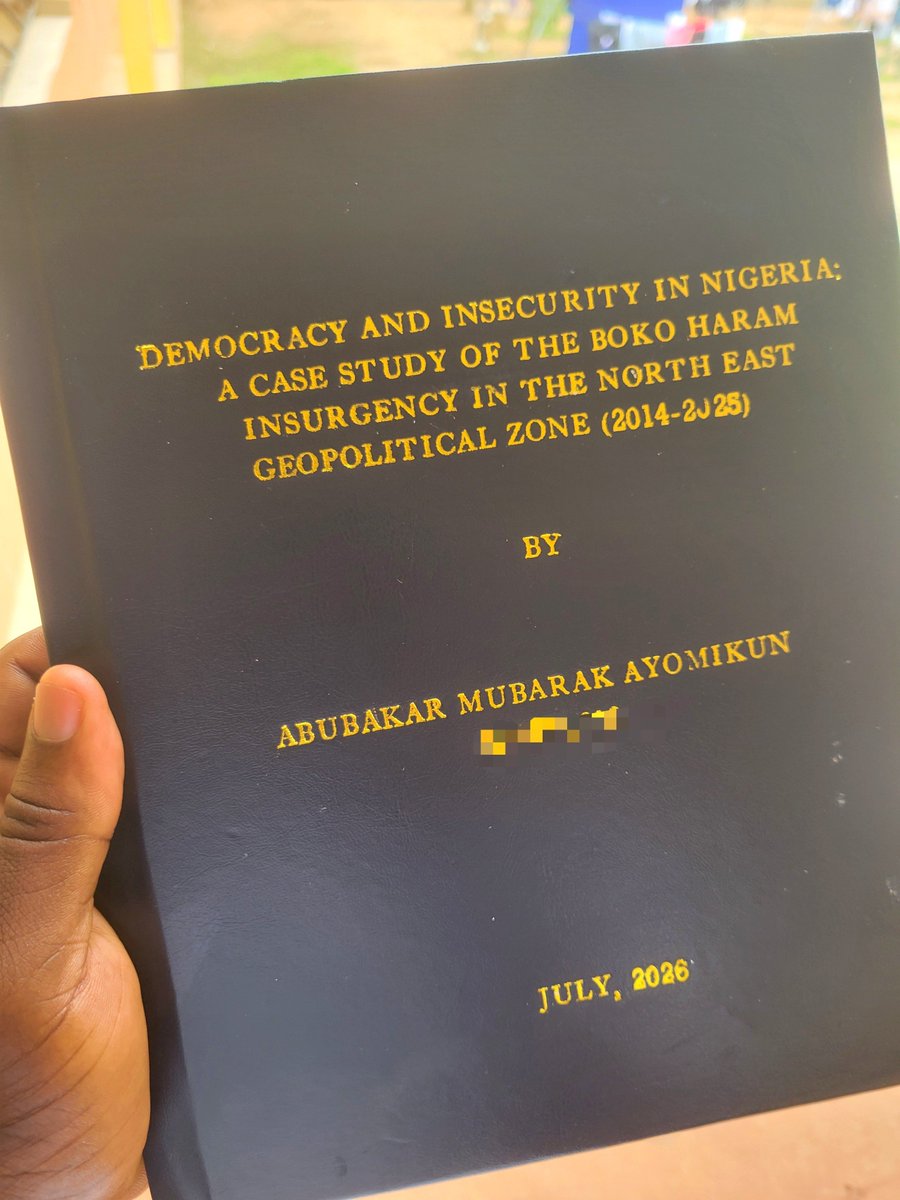 GallantDaletian's tweet photo. A final year student of the University of Ilorin has dedicated his research project to the brave men and women of the Armed Forces of Nigeria.

From his early years in a military school to the completion of his degree in a civilian university, his connection to the military has remained unwavering.

In his dedication, he wrote:  
_“This project is my salute to the heroes who fought to uphold the glory of our nation and keep the country from falling apart, and to the civilians who suffered in the process. They gave their lives so that others could live in peace.”_ 🫡🕊️🇳🇬

His gesture stands as a reminder of the sacrifices made by service personnel, and of the enduring impact of their service on future generations.  

@MUBARAQ_ABUU

#ThankASoldier