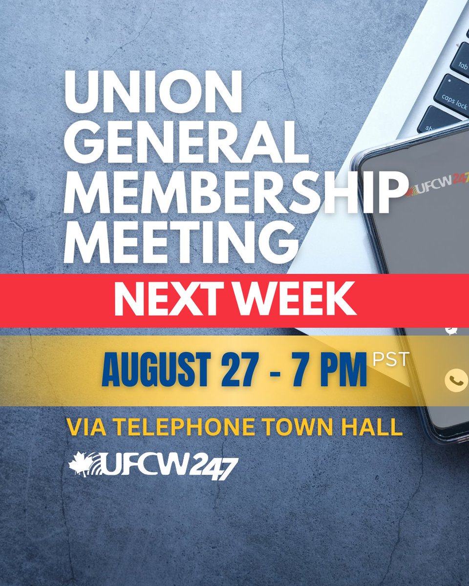 UFCWLocal247's tweet photo. A reminder to UFCW Local 247 members that a Telephone Town Hall General Membership Meeting is happening next week.

Learn more: https://t.co/wxUw1dKlwj https://t.co/U3fkzOd4tO