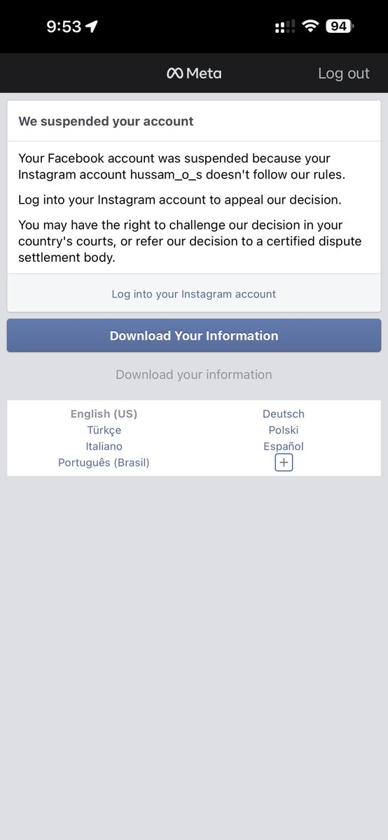 HussamSultan12's tweet photo. @Meta @instagram @facebook 

My IG of 15 years was suspended for unknown reasons, then my FB connected account was suspended

Both accounts are Meta verified!

It won't allow me to login to appeal, instead it takes me to the main community standards webpage, can’t reach a human! https://t.co/rBfqMA8o7t