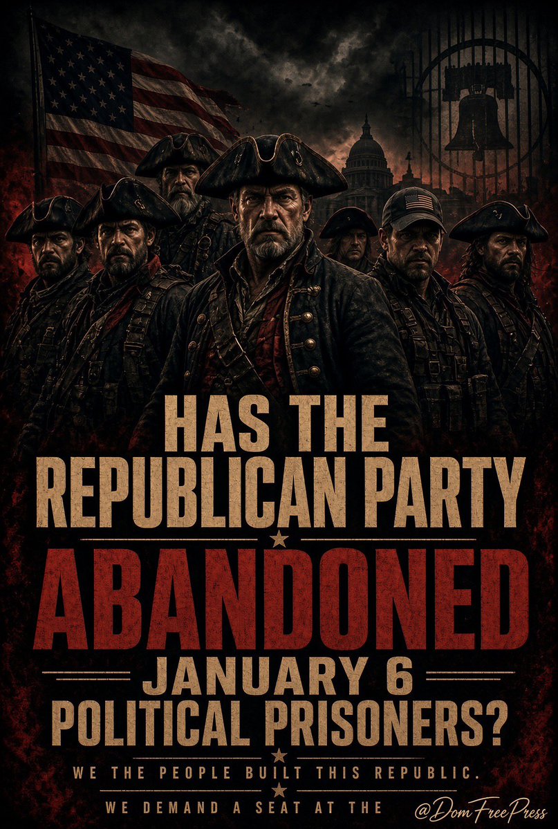 DomFreePress's tweet photo. Has the Republican Party and Donald Trump forgotten about January 6ers? 🚨 

The GOP is selling “be part of history” tickets to its first-ever midterm convention in Dallas.

Premium access starts at $20,000.

So let me ask the obvious: Where the hell are the January 6 political prisoners?

Where are the men and women who ate years of political persecution, solitary confinement, financial devastation, ruined lives and government surveillance so the America First movement could even continue to exist?

Why aren’t we on the stage?

Why aren’t we advising or helping run this thing?

Why is there no priority access for we the people who actually paid the price?

Mr. President, January 6 prisoners already are historic.

We didn’t ask for it.

We got charged for it.

So why are we supposed to buy a ticket and watch history from the cheap seats?

Has the Republican Party abandoned victims of political weaponization?

Has former reality TV personality Donald Trump?

If not, prove it.

Give us a seat at the table.
