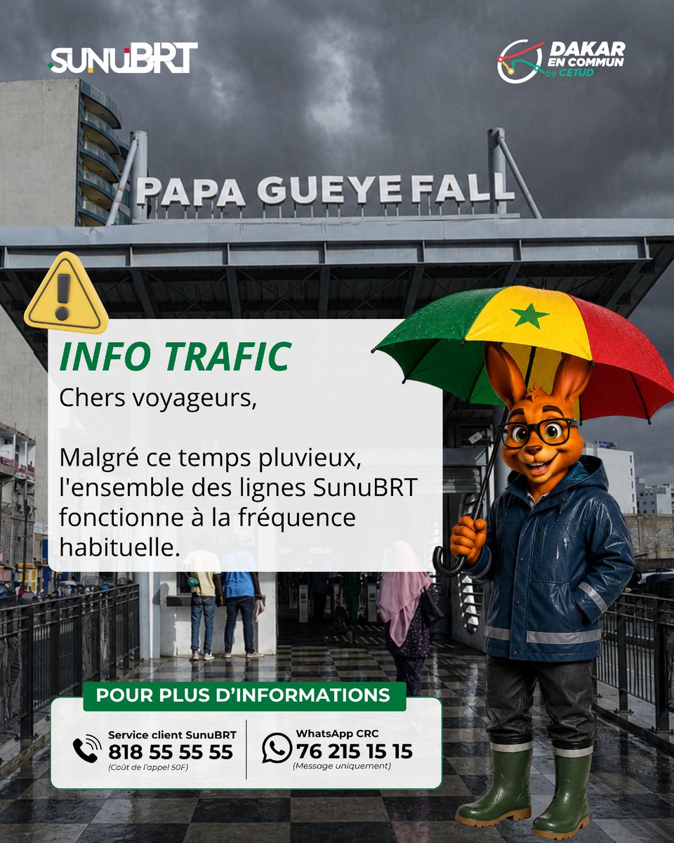 Sunubrtofficiel's tweet photo. INFO TRAFIC #SunuBRT https://t.co/3xLyLkMXYO