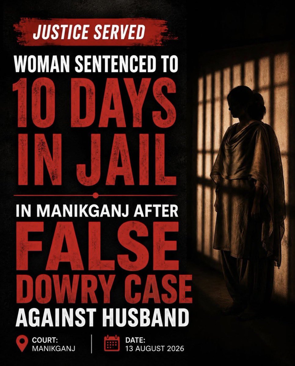 SamSiff's tweet photo. She cooked up a dowry and assault case against her husband.

The court found the husband was in Saudi Arabia when the alleged incidents took place.

Husband: ACQUITTED.
Wife: 10 DAYS IN JAIL.

So much for the “women are always victims” narrative.

When women weaponise laws against men and fabricate allegations, they are not victims—they are abusing the system.

And this time, the system bit back.