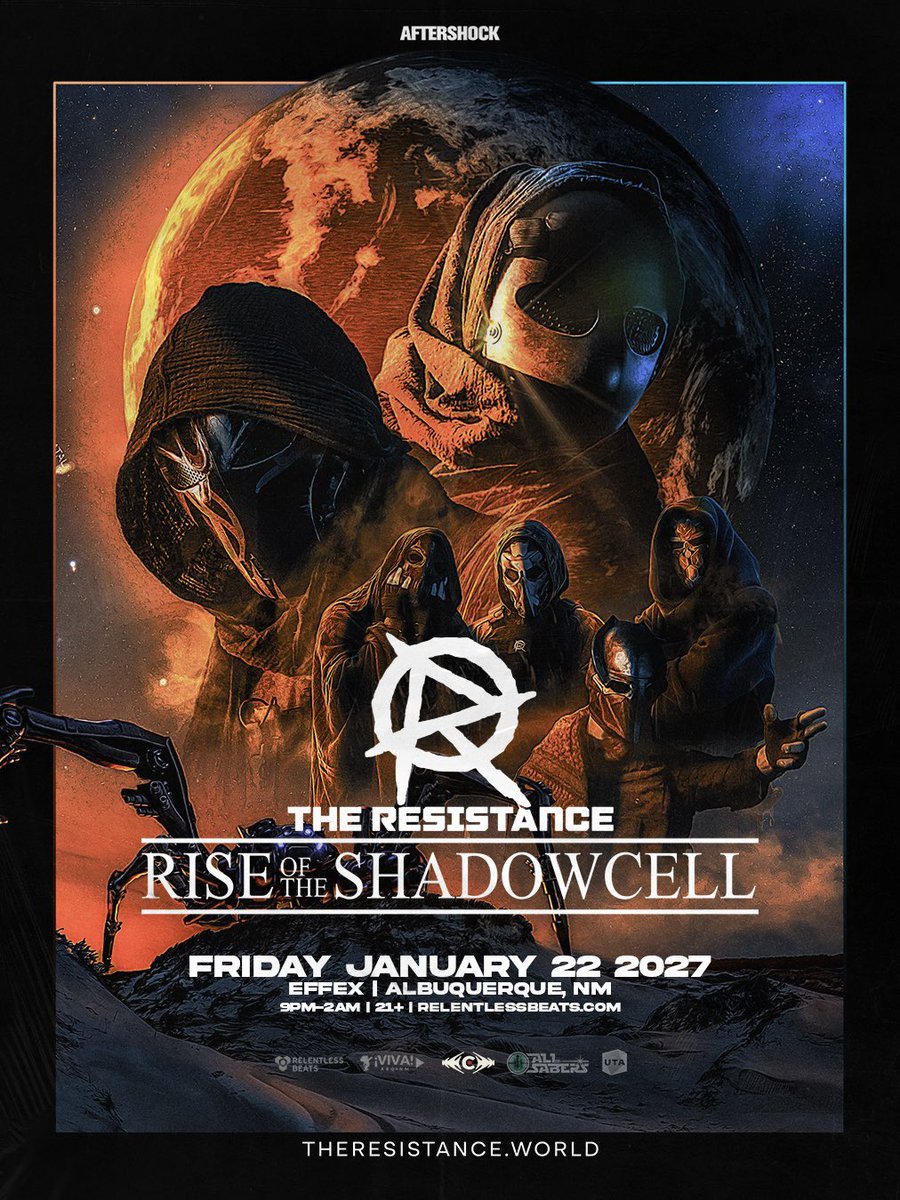 aftershockbass's tweet photo. #JustAnnounced: The Resistance has reached ABQ ⚡ Prepare accordingly for January 22 at Effex 

Tickets on sale now → https://t.co/afAVyQs6sb 🎟️ https://t.co/xaEe0iCf1F