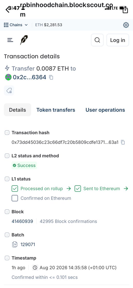 chain_thegreat's tweet photo. @AskRobinhood i mistakenly transferred 20$ worth of eth from my Wallet on Robbinhood chain to an ERC20 Wallet. 

Am i going to Recive my deposit? https://t.co/SCkHBEtt4J