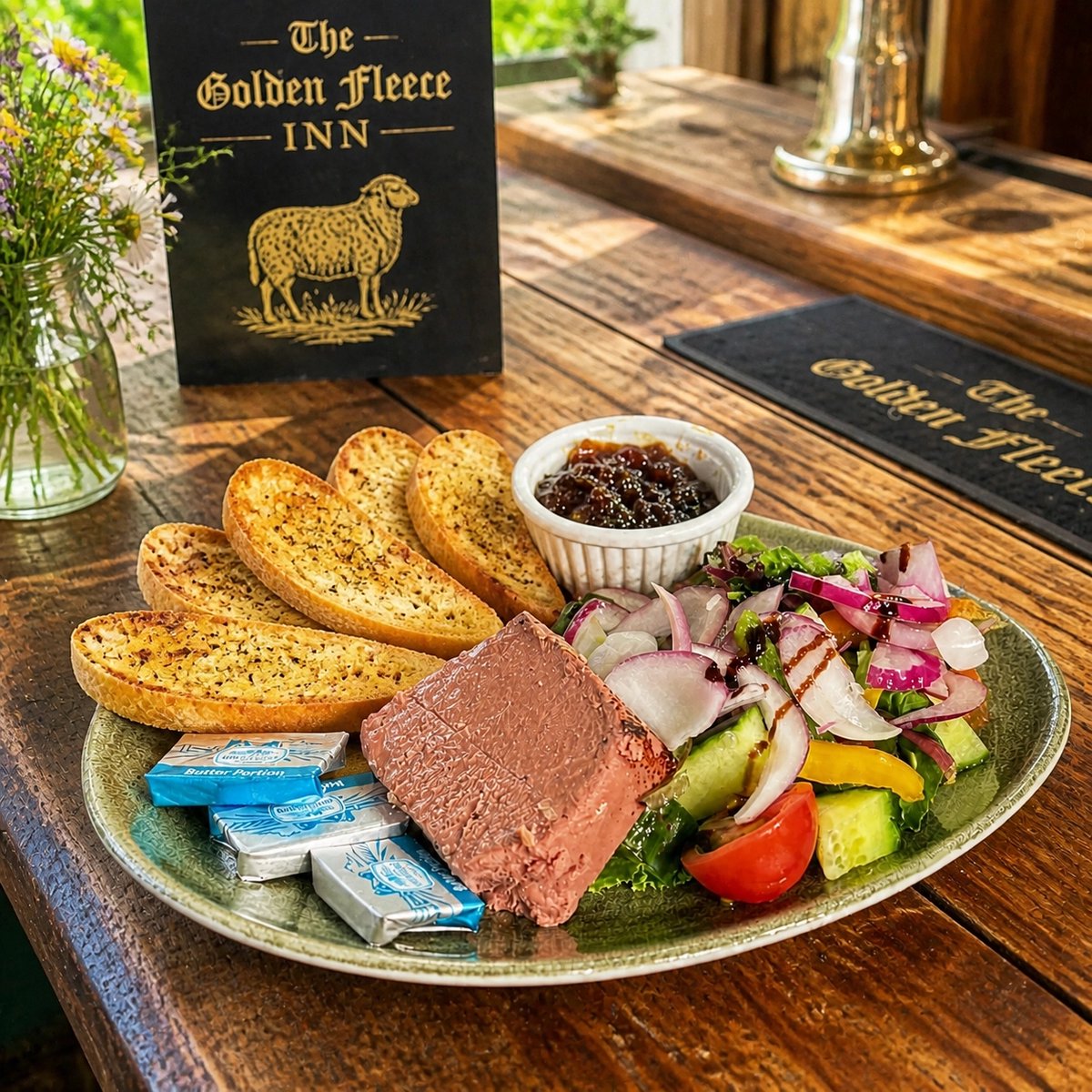 Goldenfleeceinn's tweet photo. Start your meal with our delicious pâté, crispy crostinis, chutney &amp; salad! 🥖🥗✨ Dechreuwch gyda'n pâté, crostinis cras, siytni a salad! #GoldenFleeceInn https://t.co/fsYV7mcRKq