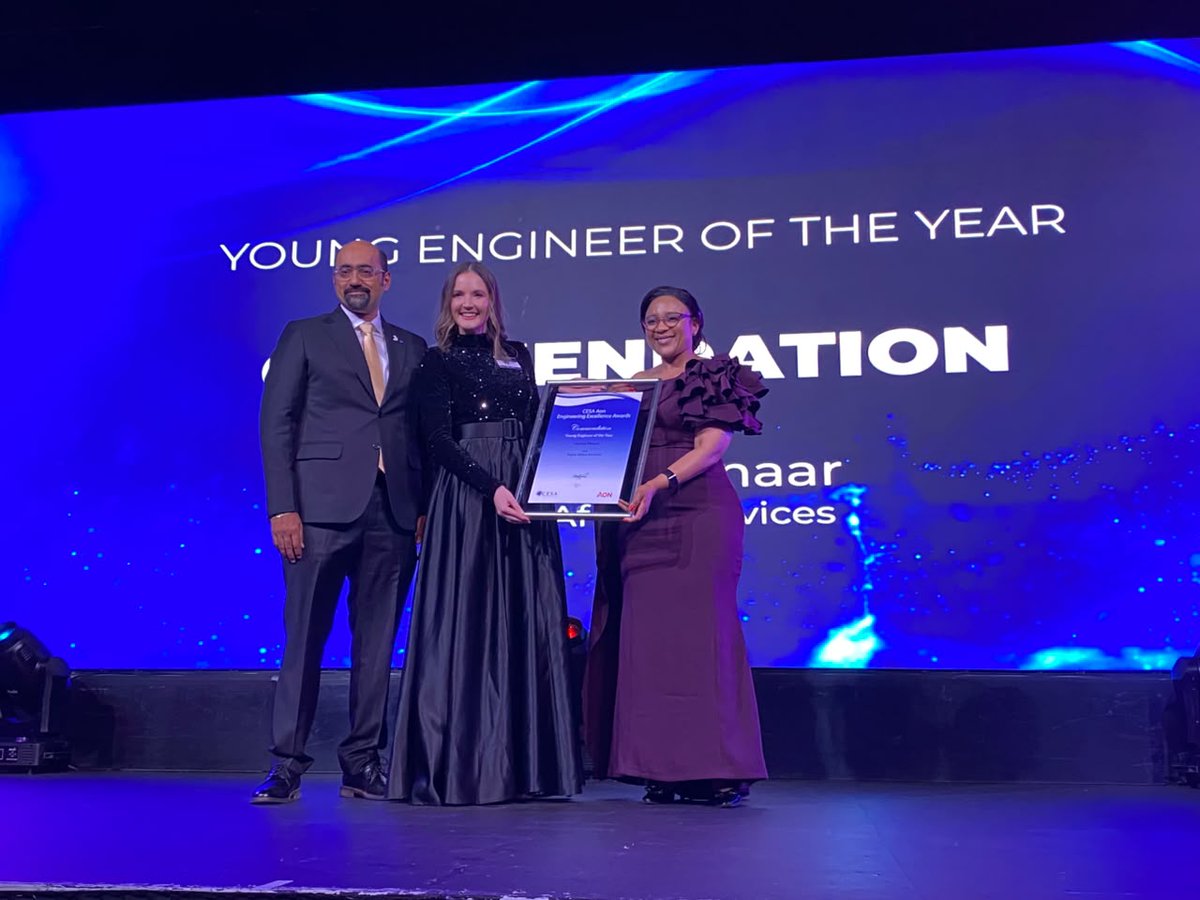 The_CESA's tweet photo. Marizel Pienaar from Bigen Africa Services also receives a commendation the Young Engineer of the Year category for the #CESAAonAwards2026. Congratulations!

#EngineringExcellence 
#YoungEngineers https://t.co/aT6SWYZxqR