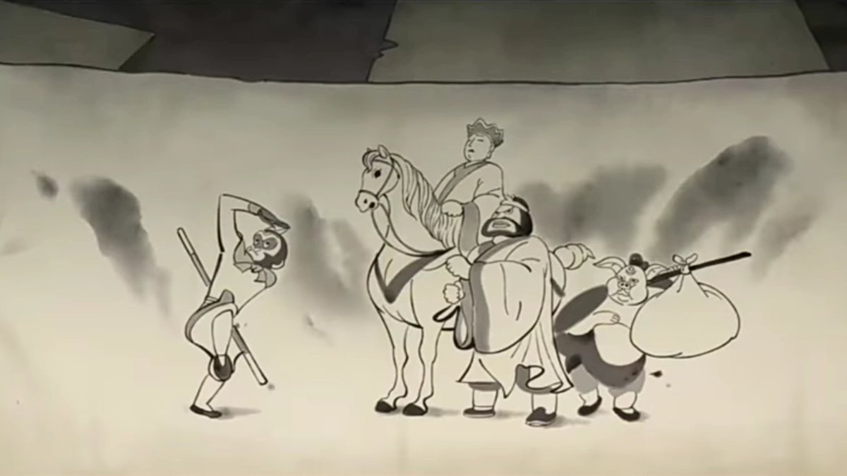 Lotus_Shade123's tweet photo. In 浪浪山小妖怪 I loved this hilarious part 😭 that he manage to draw multiple versions of the JttW characters🤣 1/3 https://t.co/1PD6lCVq8q