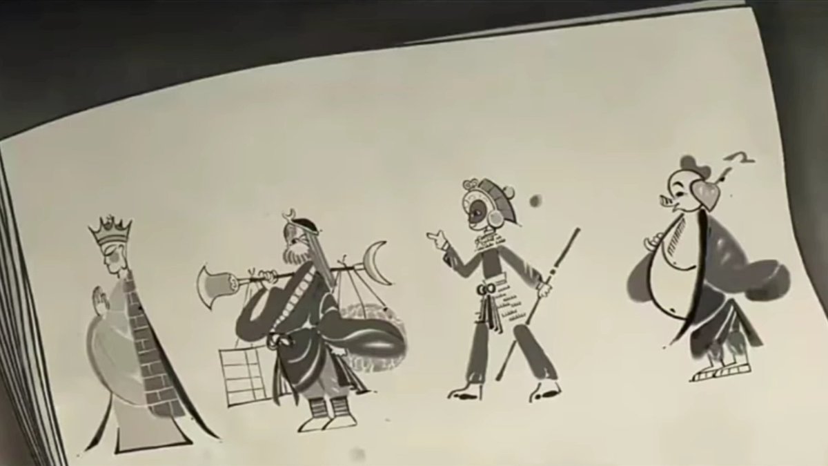 Lotus_Shade123's tweet photo. In 浪浪山小妖怪 I loved this hilarious part 😭 that he manage to draw multiple versions of the JttW characters🤣 1/3 https://t.co/1PD6lCVq8q