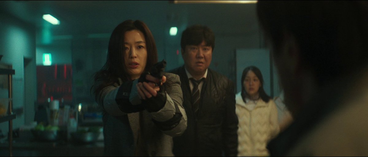 ConsciousSoup_'s tweet photo. I enjoyed Colony, the third zombie pic from Train to Busan writer director Yeon Sang-ho. For me it's not on the level of the previous two films but it's still slick, inventive and entertaining. Yeon is clearly more interested here in the idea of zombies as a living organism, a group consciousness mutating and adapting to its surroundings in ways that compel the humans to constantly switch tactics to survive. It's this more than anything that keeps the viewer's attention. Otherwise too many of the characters feel underwritten and therefore uninvolving, something not helped by the director's complete lack of sentimentality towards killing them off. You never feel you really get to know or like any of these people the way you did Don Lee or that wonderful little girl in Train to Busan. Colony also feels thematically muddled. Ironically its point about the misunderstandings and inability to communicate between people (which turn out to have a very personal connection between heroine and villain) doesn't amount to much more than a shrug from the viewer when finally revealed. The film has lots of intriguing ideas yet it seems beyond Yeon to combine them all into something above the satisfactory yet standard action beats  of the modern zombie film. But I do want to emphasize I did enjoy Colony and there's one genuinely shocking moment in it that's probably as much a homage to George Romero's Dawn of the Dead as anything else. I won't spoil it but if you know the 1978 classic you'll recognise it as soon as you see it. 
#ColonyFilm