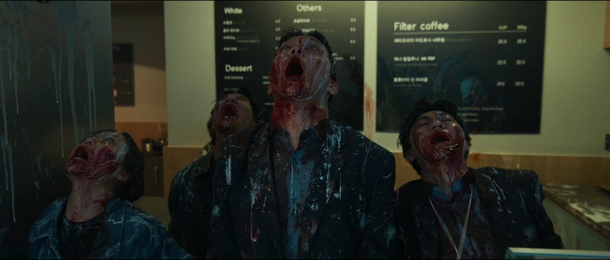 ConsciousSoup_'s tweet photo. I enjoyed Colony, the third zombie pic from Train to Busan writer director Yeon Sang-ho. For me it's not on the level of the previous two films but it's still slick, inventive and entertaining. Yeon is clearly more interested here in the idea of zombies as a living organism, a group consciousness mutating and adapting to its surroundings in ways that compel the humans to constantly switch tactics to survive. It's this more than anything that keeps the viewer's attention. Otherwise too many of the characters feel underwritten and therefore uninvolving, something not helped by the director's complete lack of sentimentality towards killing them off. You never feel you really get to know or like any of these people the way you did Don Lee or that wonderful little girl in Train to Busan. Colony also feels thematically muddled. Ironically its point about the misunderstandings and inability to communicate between people (which turn out to have a very personal connection between heroine and villain) doesn't amount to much more than a shrug from the viewer when finally revealed. The film has lots of intriguing ideas yet it seems beyond Yeon to combine them all into something above the satisfactory yet standard action beats  of the modern zombie film. But I do want to emphasize I did enjoy Colony and there's one genuinely shocking moment in it that's probably as much a homage to George Romero's Dawn of the Dead as anything else. I won't spoil it but if you know the 1978 classic you'll recognise it as soon as you see it. 
#ColonyFilm