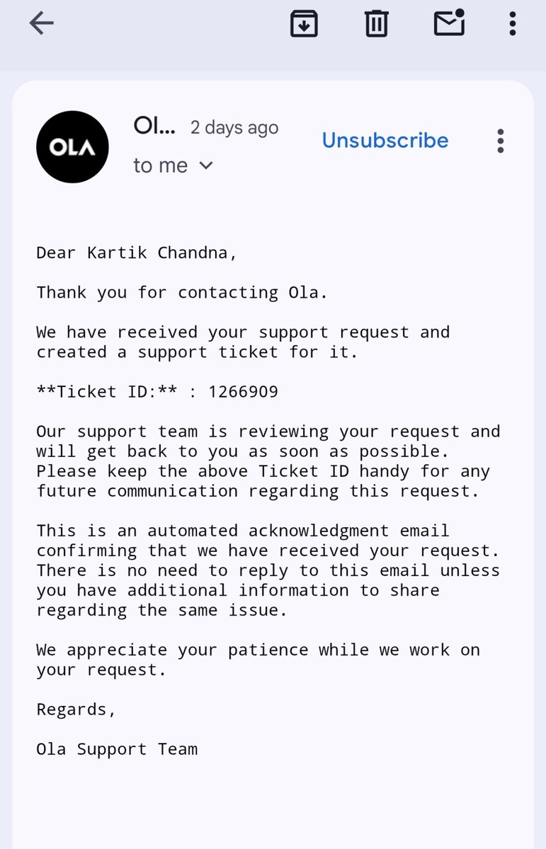 Kartikfin's tweet photo. @Olacabs @ola_supports 
 When will you process my ₹845 refund? I’ve shared my UPI ID 6–7 times, yet there’s no refund and no proper response. I raised the complaint again, but still no resolution. How many times do I need to follow up for my own money? Resolve this ASAP. https://t.co/KFTGYhJKLJ
