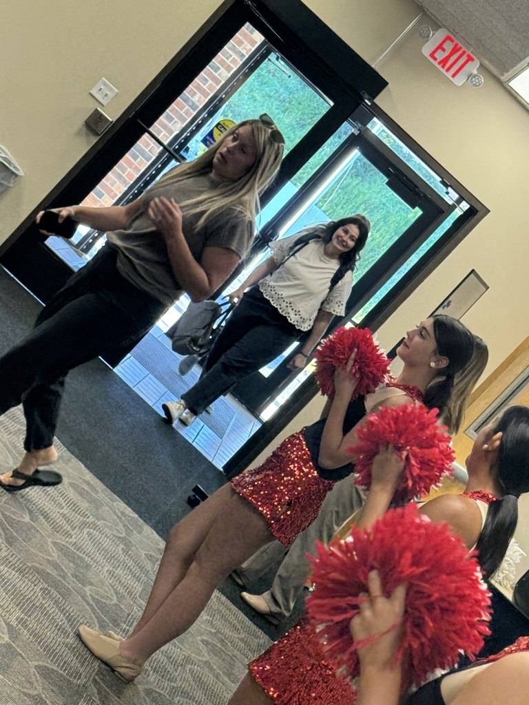 KeystoneAEA's tweet photo. Thank you again to the Clayton Ridge Drill Team and Coach Kaitlyn  for the enthusiastic WELCOME BACK this AM !  Special education staff was surprised and the energy was contagious as we started our journey for 2026-2027 school year! #loveyourjob #studentfocus #WelcomebackKeystone https://t.co/uB4CuDV1SB