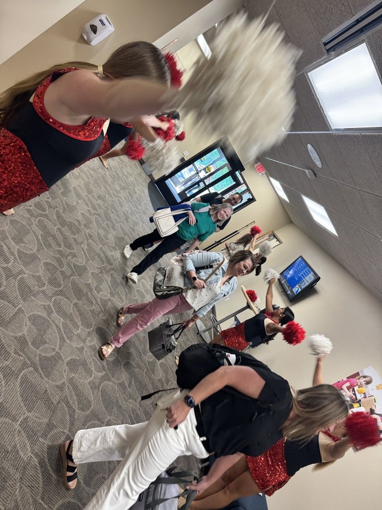 KeystoneAEA's tweet photo. Thank you again to the Clayton Ridge Drill Team and Coach Kaitlyn  for the enthusiastic WELCOME BACK this AM !  Special education staff was surprised and the energy was contagious as we started our journey for 2026-2027 school year! #loveyourjob #studentfocus #WelcomebackKeystone https://t.co/uB4CuDV1SB