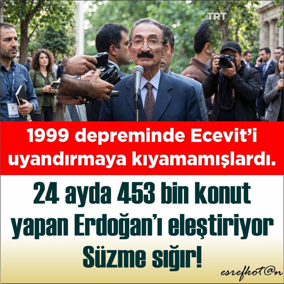 savunandavadami's tweet photo. NEDEN Mİ ERDOĞAN?
SADECE İKİ ÖRNEKLE AÇIKLAYAYIM:
-1999 depreminde Ecevit'i
Uyandırmaya kıyamamışlardı.
24 ayda 453 bin konut yapan ERDOĞAN'ı eleştiriyor.
-IMF'den sadece 150 milyon dolar kredi alabilmek için sıtoklardaki buğdayın teminat olarak gösterildiği bir Türkiye'den,
Dünyaya İHA-SİHA satan bir Türkiye'ye...
Süzme SIĞIRLAR ANLAMAZ!
Hakkın ödenemez be REİS.