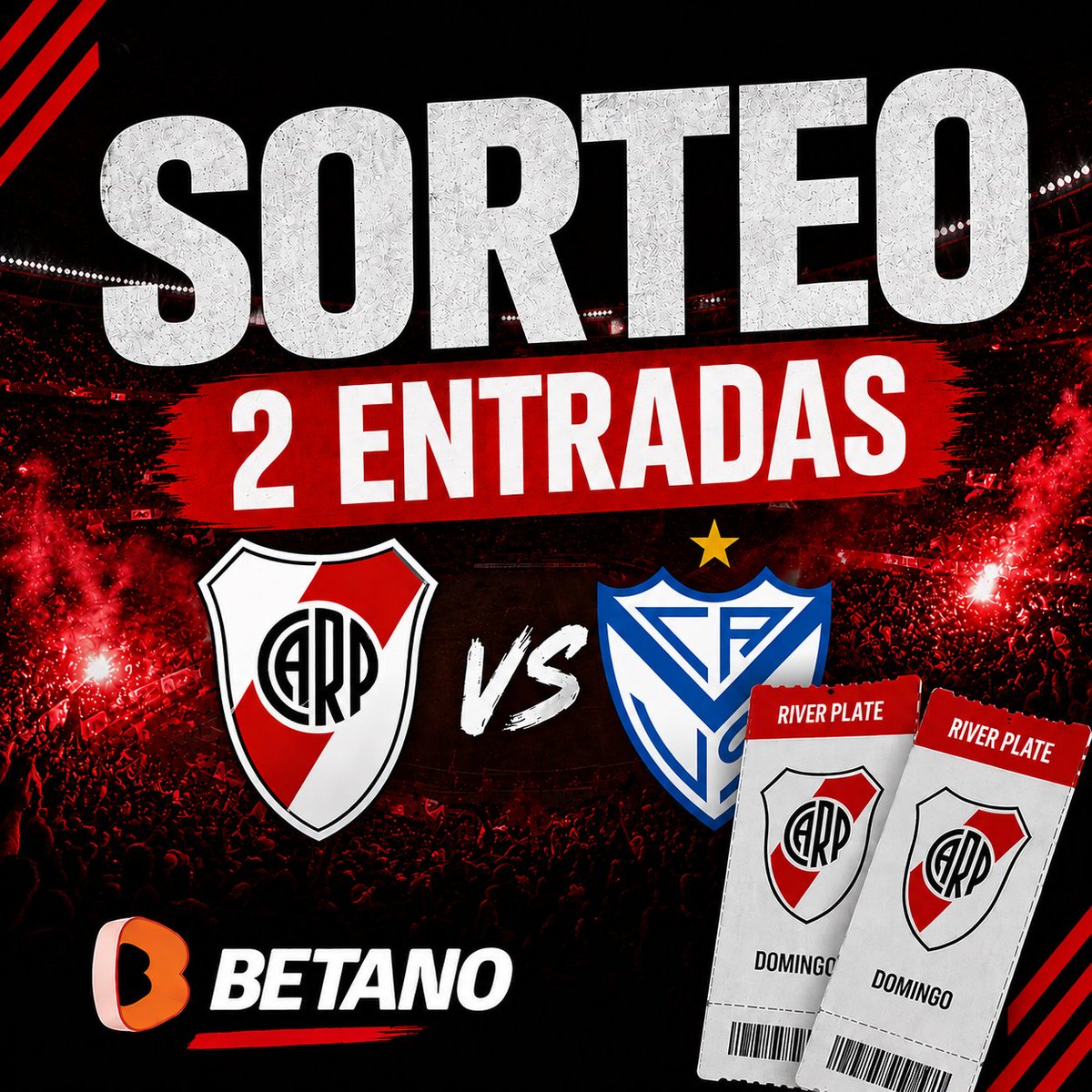 frabigol's tweet photo. ✅️🎁🏟️ SORTEAZO CON BETANO:
DOS PLATEAS PARA RIVER - VELEZ 🐔

🎟 ¿Cómo participar?
1️⃣ Dar Like y RT 📚
2️⃣ Seguir a @frabigol ✅️

📅 Ganadores? Este viernes a las 12hs. https://t.co/Tb86O51OXO