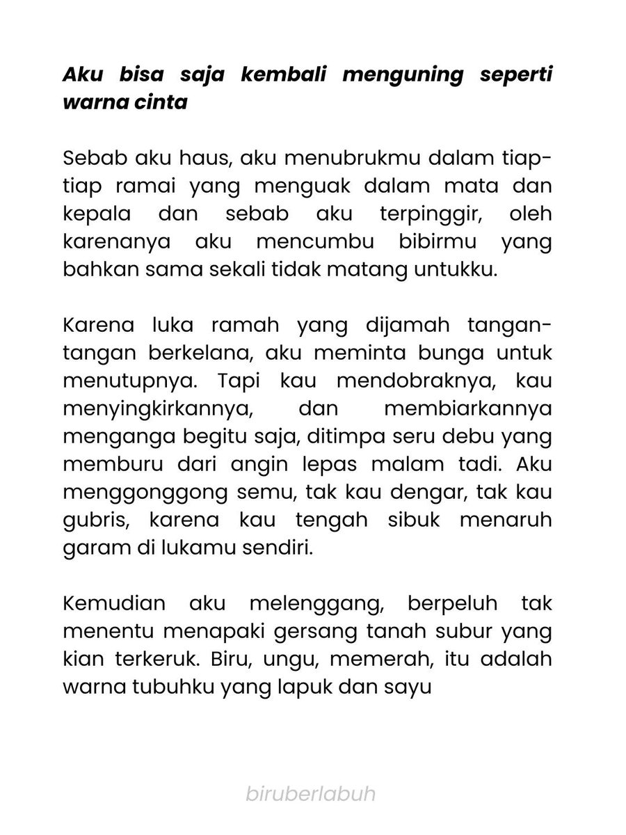 pencorner's tweet photo. Karena aku masih bisa berubah menjadi kuning seperti warna cinta.
🖊️ biruberlabuh https://t.co/vMqgCpHGvz