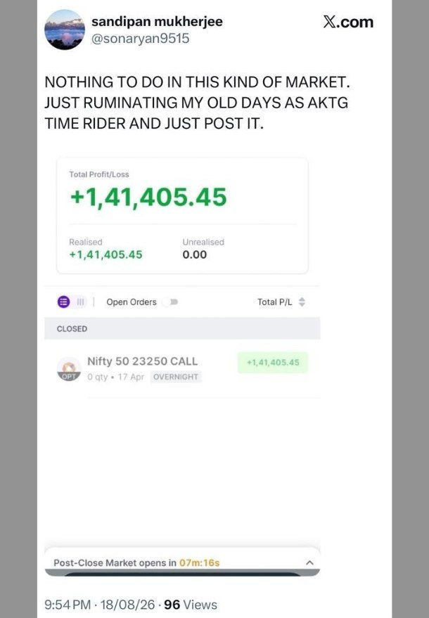 WavesStrategy's tweet photo. Waves Strategy Advisors, SEBI RA INH000001097, Sandipan, our #Trishul participant, tracked precise levels in #Nifty Call Options using #TimeCycles combining with strict #PriceAction to trade with complete clarity. You too can time the market. Know More: https://t.co/exgzrNjIJE https://t.co/VDmVvjZEfr