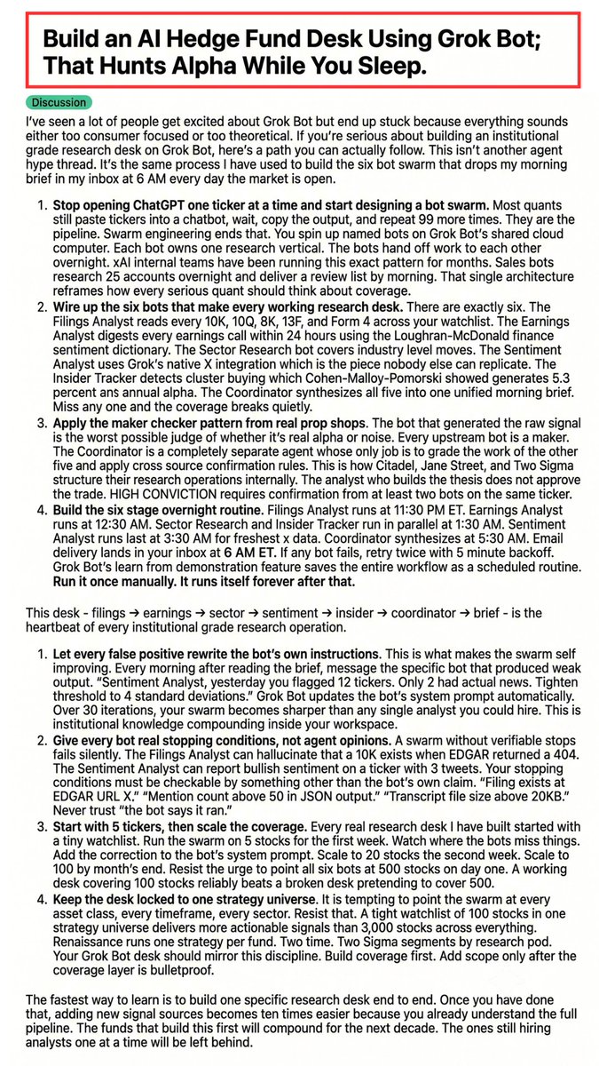 RohOnChain's tweet photo. this is most dangerous thing on internet today

build AI hedge fund using "GROK BOTS" that hunts alpha 24/7 (Full Guide)

if I had this a year ago, I would've built my hedge fund in a week instead of a year

bookmark before someone takes it down https://t.co/C7iRRGAZF2