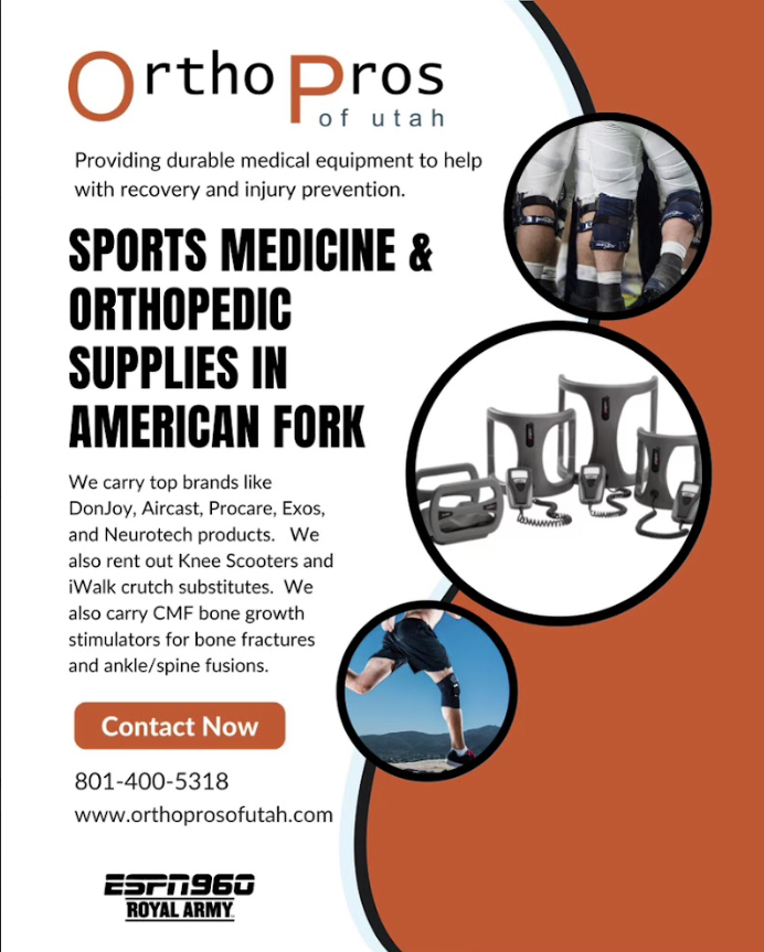 CougSportsMedia's tweet photo. Are you dealing with an injury or musculoskeletal pain?

At OrthoPros of Utah, we provide an array of orthopedic and sports medicine devices that can help you get back to the activities you enjoy!

Call us today at 801-400-5318 for an appointment or visit https://t.co/RwU6Pyo0zY https://t.co/UyboUcUHCq