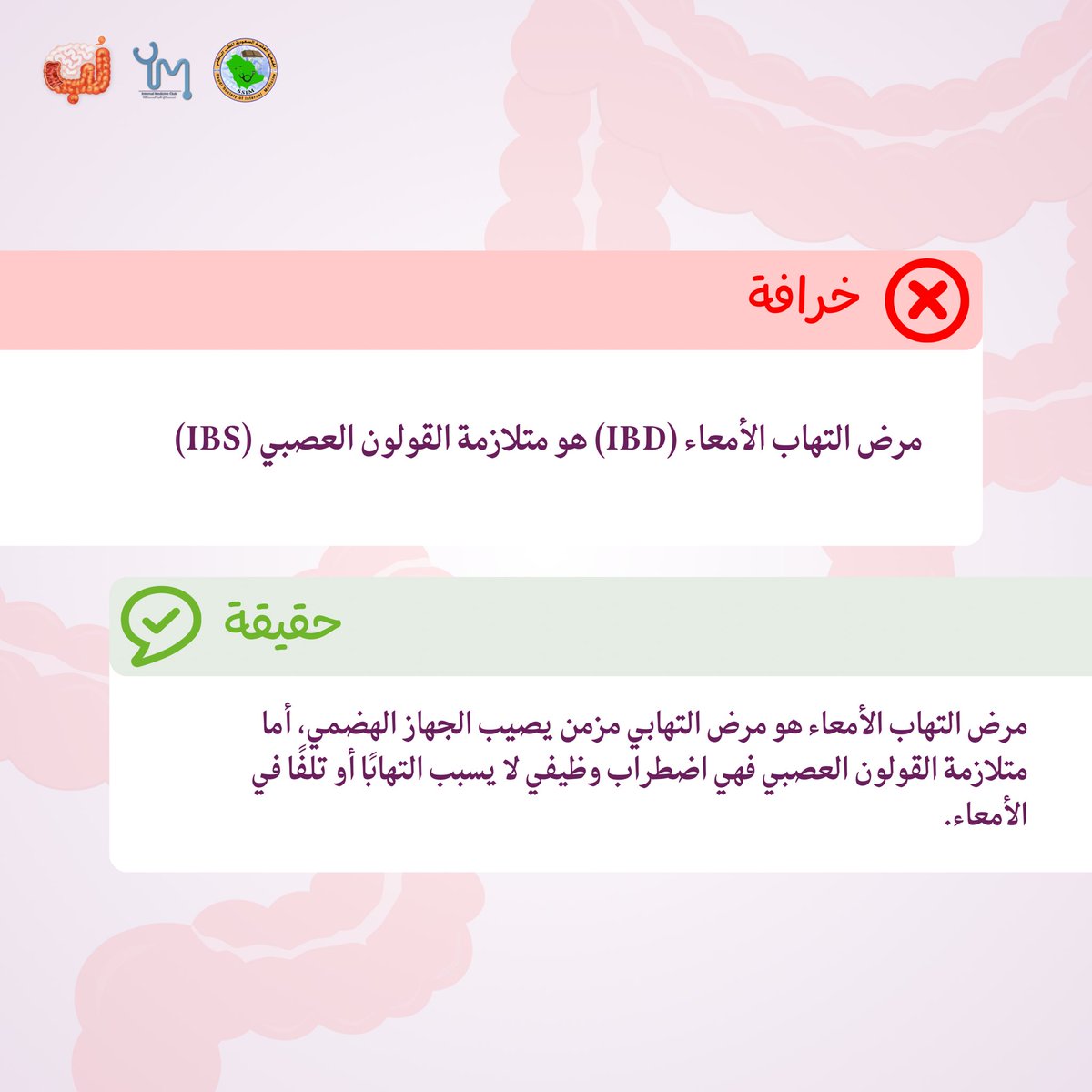 IBDCampaign's tweet photo. سمعتها من قبل؟ 

نبدأ سلسلتنا بأشهر خرافة… ويمكن أنت تصدّقها إلى اليوم:

«التهاب الأمعاء هو متلازمة القولون العصبي»

حقيقة أم خرافة؟ 🤔 https://t.co/tCtlhr4jVm
