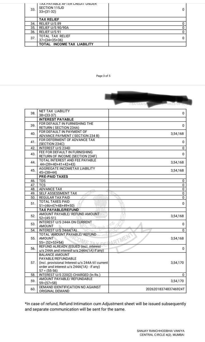 CaHimalaya's tweet photo. Dear 

@IncomeTaxIndia
@FinMinIndia 
@nsitharaman

₹0 tax liability. ₹3.54 lakh interest demand. 🤔

CIT(A) decides the appeal in favour of the taxpayer. AO gives effect u/s 250. The computation shows net tax liability = NIL.

But then the system charges ₹3,54,168 u/s 234B and creates a demand of the same amount.

And this is not a one-off. I have personally come across ~20 such cases.

Is this a simple computation mistake, a system issue, or something that needs a deeper investigation?

@IncomeTaxIndia — taxpayers deserve a clear explanation.
#IncomeTax #TaxAdministration #TaxpayerRights