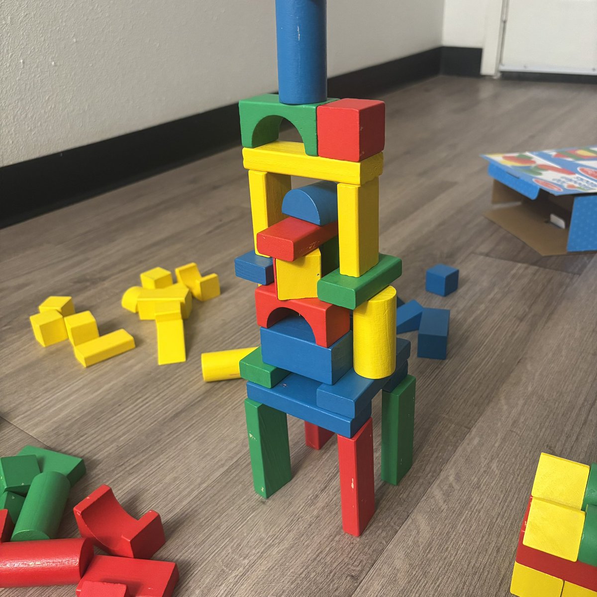plushcrown's tweet photo. baby who loves to build with blocks x carer who can never grab a picture before they knock it over 

(ft my builds :)) https://t.co/ua68B2dykA