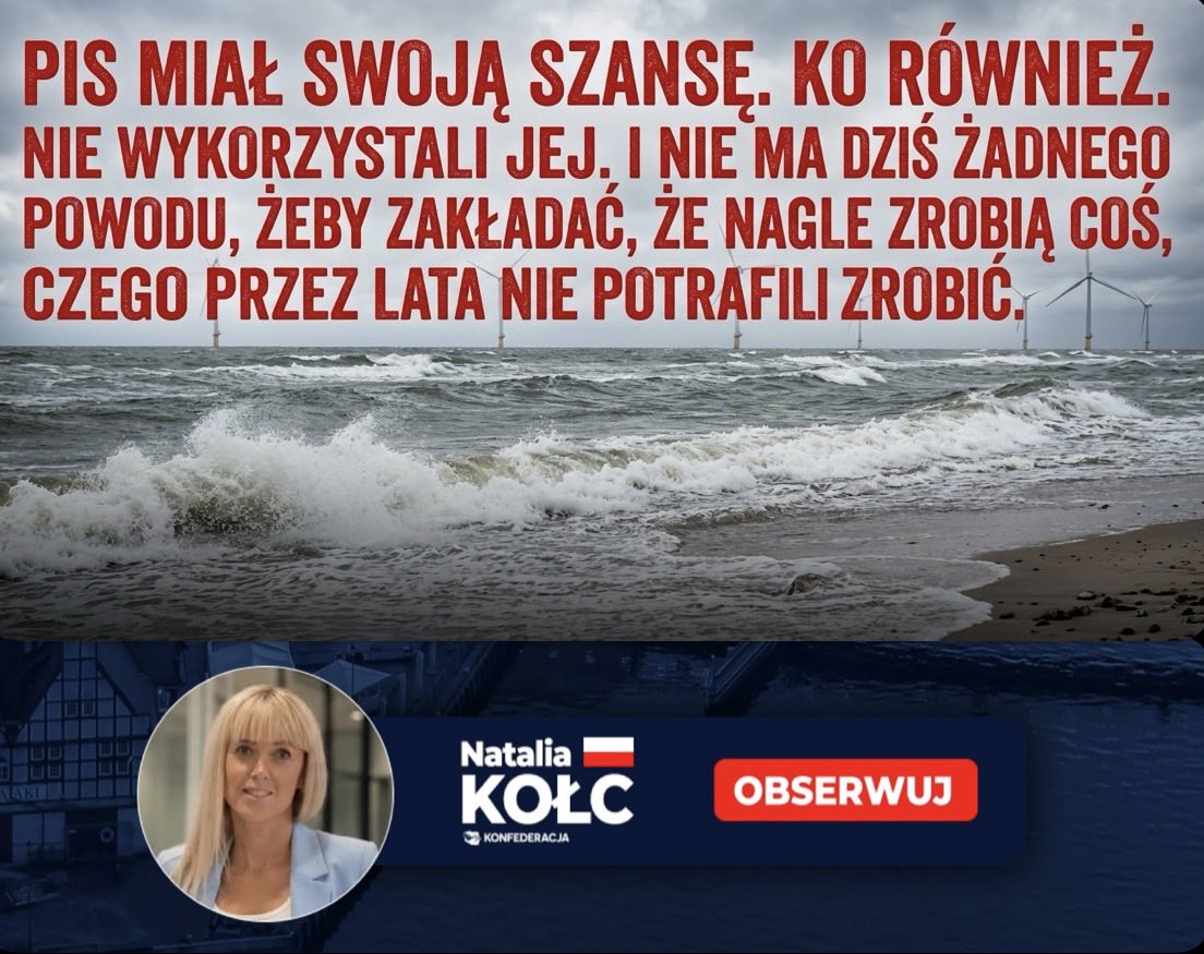 NataliaKolc's tweet photo. Setki miliardów złotych na #OZE i #offshore, a #polski przemysł nadal nie jest priorytetem.
Transformacja powinna być szansą na rozwój #polskiej gospodarki, a nie  finansowaniem zagranicznych firm z Niemiec czy Holandii. https://t.co/UvnpIjKcjP
