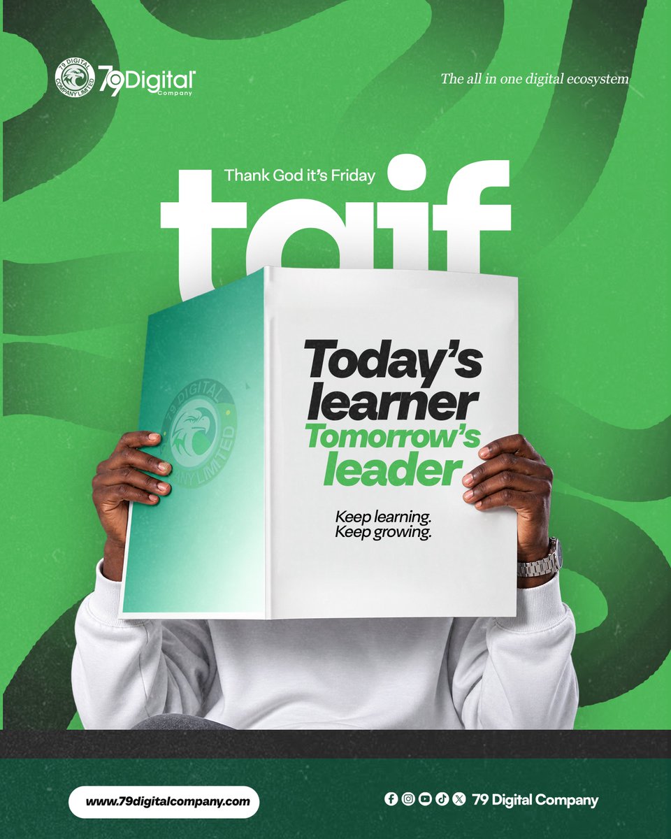 79DigitalLTD's tweet photo. It's Friday..!

Before you log off, what did you learn this week?

Leaders are built in weeks like this one.
#79Digital #LeadershipMatters  #TGIF https://t.co/JfKBHoa3pp