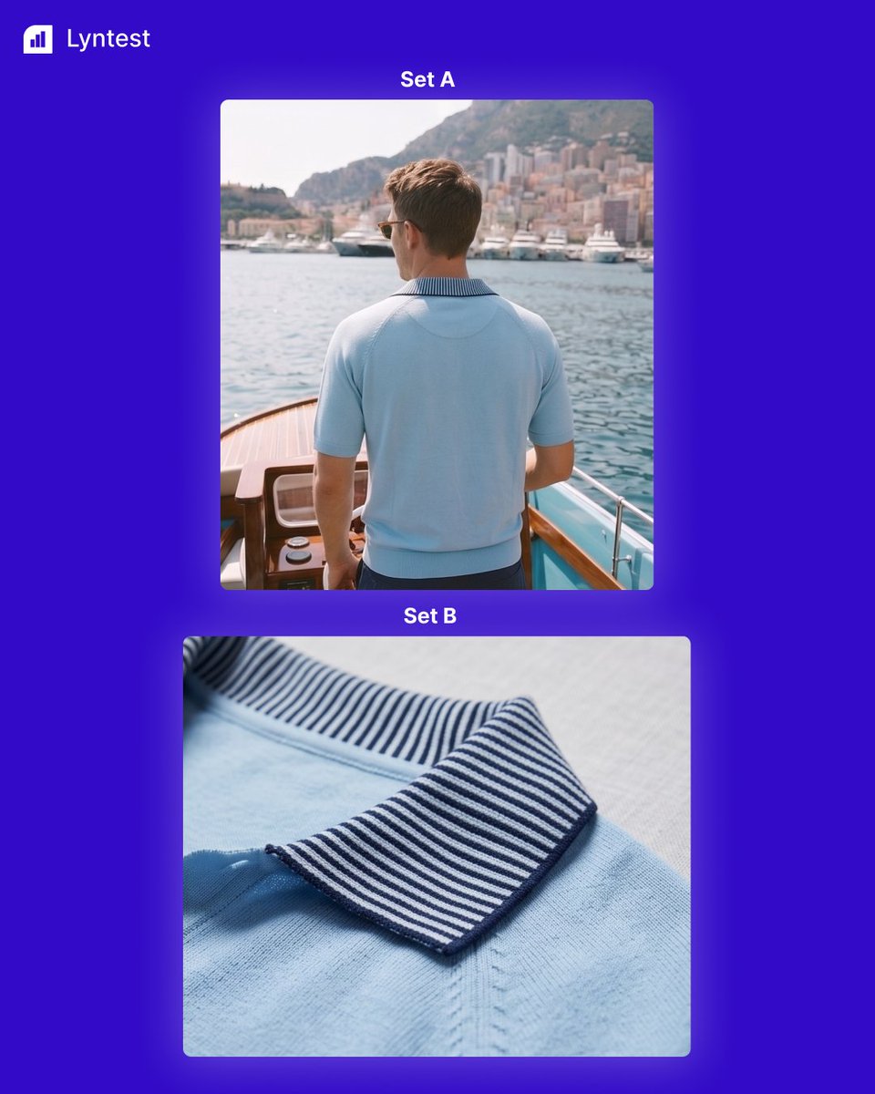moh_apps's tweet photo. "Find your winning product image." 

Too many brands skip testing. Selling a summer top? 

Compare two sets by varying:

- 1 vs multiple models
- Static vs dynamic pose
- Studio vs outdoor
- Full look vs close-up 

Get real-time results with Lyntest. https://t.co/kNxKyI0tqw