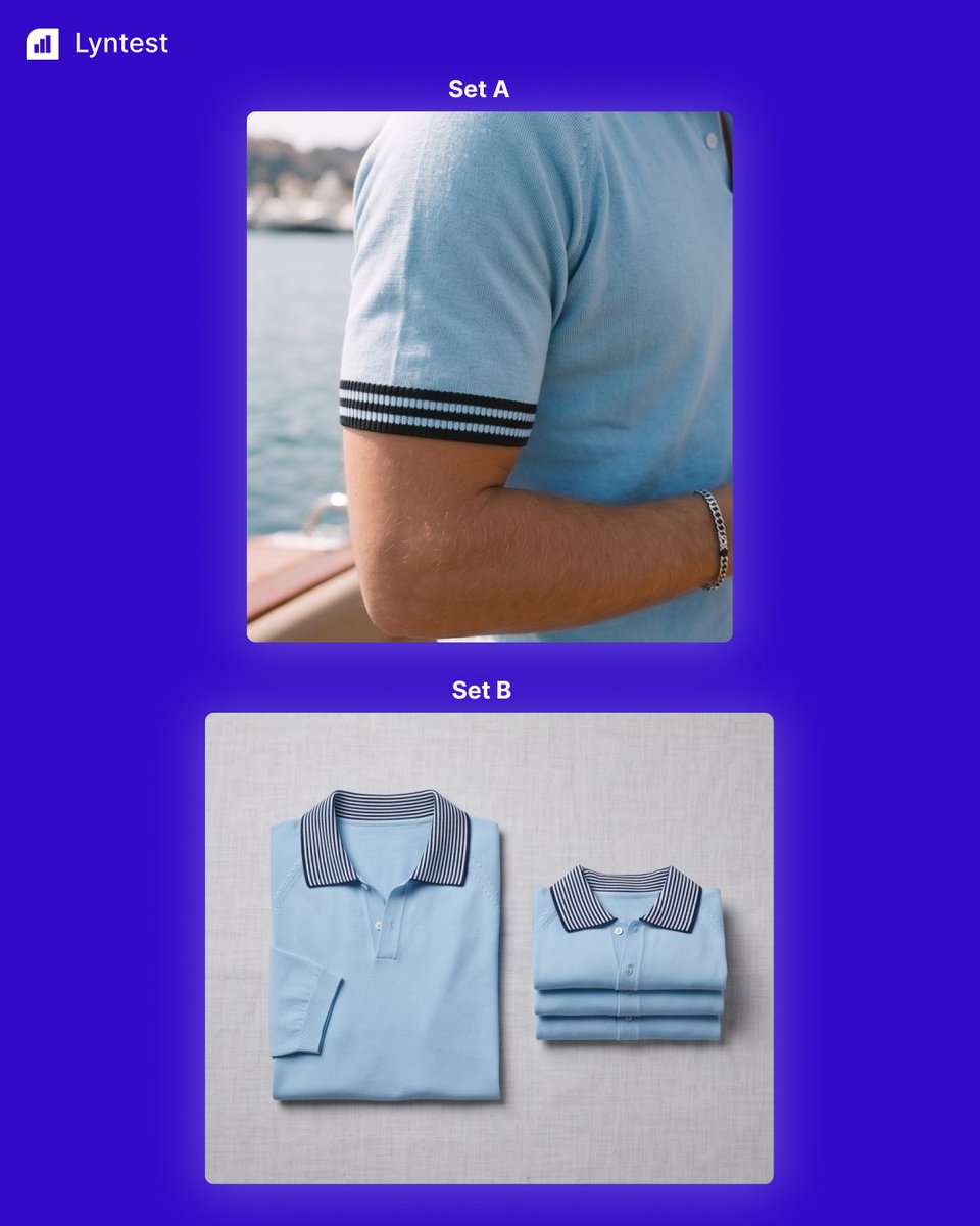 moh_apps's tweet photo. "Find your winning product image." 

Too many brands skip testing. Selling a summer top? 

Compare two sets by varying:

- 1 vs multiple models
- Static vs dynamic pose
- Studio vs outdoor
- Full look vs close-up 

Get real-time results with Lyntest. https://t.co/kNxKyI0tqw