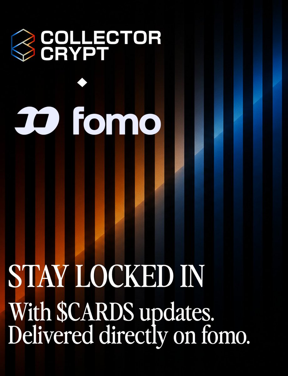 Collector_Crypt's tweet photo. A new line into Collector Crypt.

solana:CARDSccUMFKoPRZxt5vt3ksUbxEFEcnZ3H2pd3dKxYjp  updates now delivered directly on fomo.

Milestones. Incentives. Early looks. Things worth knowing.

Stay locked in. https://t.co/rrcnIqrrzC
