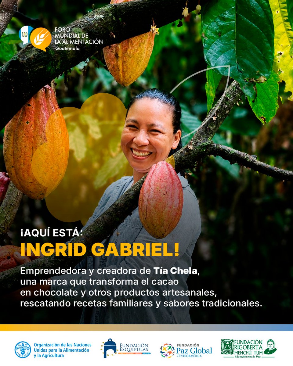FAOGuatemala's tweet photo. #JuventudTransformadora💚

🍫Transformar el cacao en productos artesanales, fortalecer a productores y generar empleo para la juventud es la visión que impulsa Ingrid Gabriel con su emprendimiento #TíaChela

Desde San Antonio,Suchitepéquez fortalece los #SistemasAgroalimentarios. https://t.co/tfSqDIDQM2