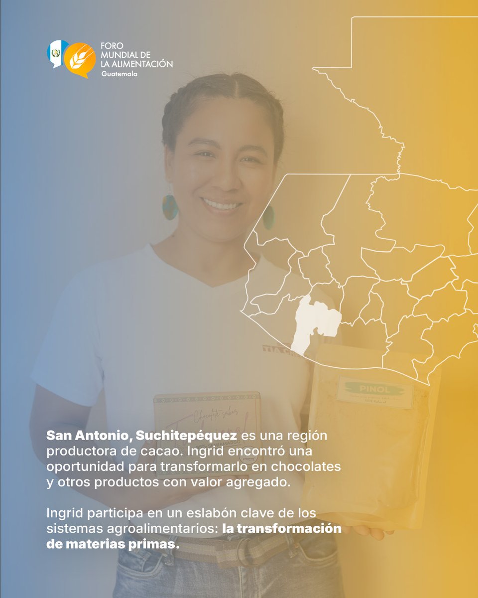 FAOGuatemala's tweet photo. #JuventudTransformadora💚

🍫Transformar el cacao en productos artesanales, fortalecer a productores y generar empleo para la juventud es la visión que impulsa Ingrid Gabriel con su emprendimiento #TíaChela

Desde San Antonio,Suchitepéquez fortalece los #SistemasAgroalimentarios. https://t.co/tfSqDIDQM2