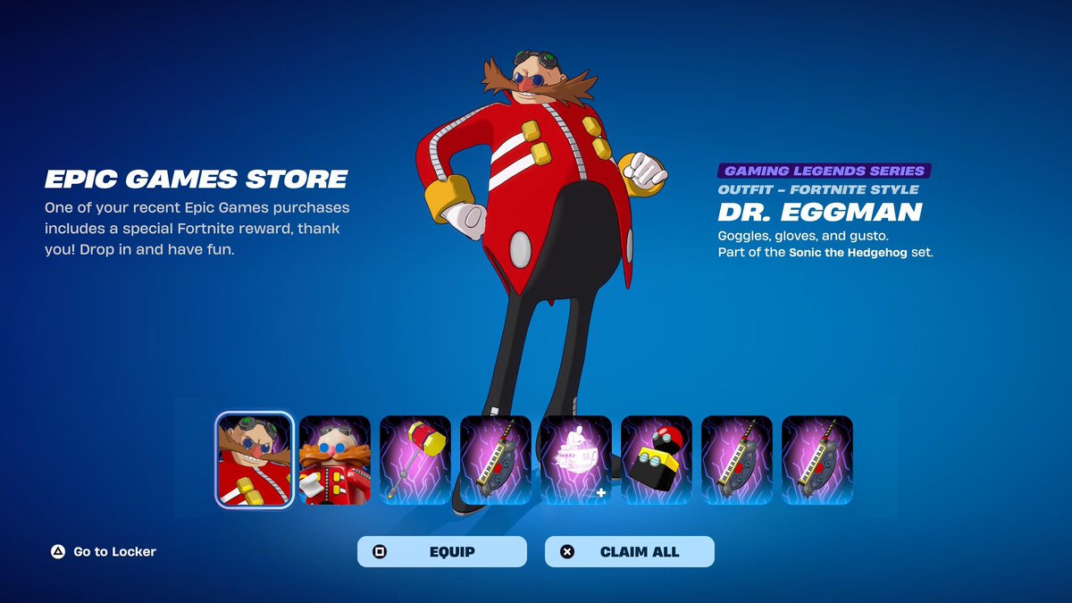 SpushFNBR's tweet photo. BUYING SONIC RACING CROSSWORLDS GRANTS YOU THE FULL EGGMAN BUNDLE

#Fortnite | via: @CapyMann https://t.co/JqIbdHKlzy