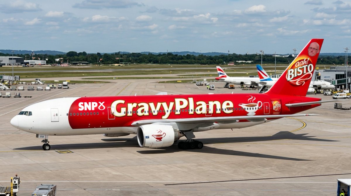 Jpjm1964's tweet photo. @RussellFindlay1 Riding the SNP gravy train was never enough for Honest John, had to go one better with his own Gravy Plane ! @theSNP @JohnSwinney #gravyplane #honestjohn #costoflivingcrisis https://t.co/BfRnhfzjs4