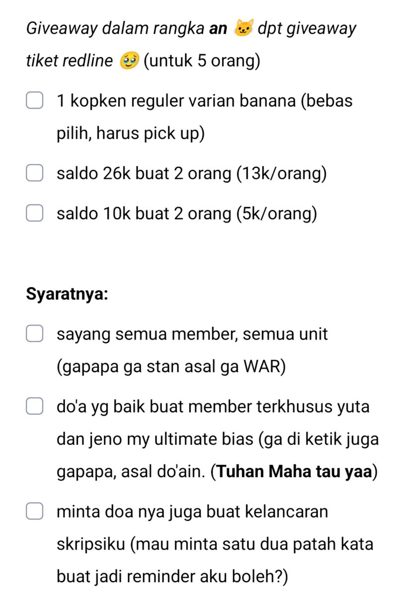 JNakata262321_'s tweet photo. Selamat malam, maaf mengganggu waktu istirahat kalian.

Syukur alhamdulillah thn ini rezekiku ketemu illichil, ketemu yuta 🥹 Terima kasih banyak udh pilih aku sbg winnernya kak ❤

Dg ini, aku mau bagi² sedikit rezeki yg semoga bisa jd wasilah kebahagiaan buat banyak org lg.

👇🏻 https://t.co/lz5258k780