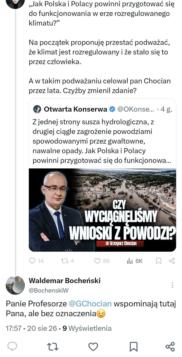 GChocian's tweet photo. Dziękuje Panu @BochenskiW za podesłanie wpisu Pana @jakubwiech 
Nie jestem profesorem 😉, ale Pan Wiech kontynuuje strategię tchórza. Najpierw mnie zablokował a potem niby mnie o coś pyta 🤦‍♂️
Zdania nie zmieniłem. Gamonie i lobbyści powinni odpowiedzieć za niszczenie gospodarki 🇵🇱 https://t.co/xgK13tozs1