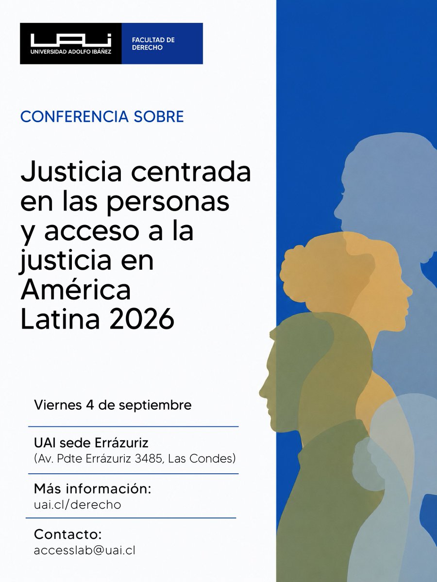 SDG16Plus's tweet photo. Join us at the 2026 Conference on People-Centered Justice and Access to Justice in Latin America in Santiago, Chile. 🇨🇱

This annual conference seeks to strengthen the regional network for people-centered justice and promote shared efforts to ensure equitable, effective, and sustainable access to justice for all communities across Latin America.

🗓️ 9/4
⏰ 9:30 a.m.–5:30 p.m.
📍3485 Presidente Errázuriz Ave., Las Condes.

Registration form: https://t.co/B4bSEG4QjB 

About the conference: 
https://t.co/tcmHvHUDBw 

Organized by Universidad Adolfo Ibáñez, T. Denny Sanford School of Social and Family Dynamics’ Justice Futures Project, @cejaoficial, @ABFResearch, and @fgvdireitosp

#AccesstoJustice #PeopleCenteredJustice #IberoAmericanAlliance