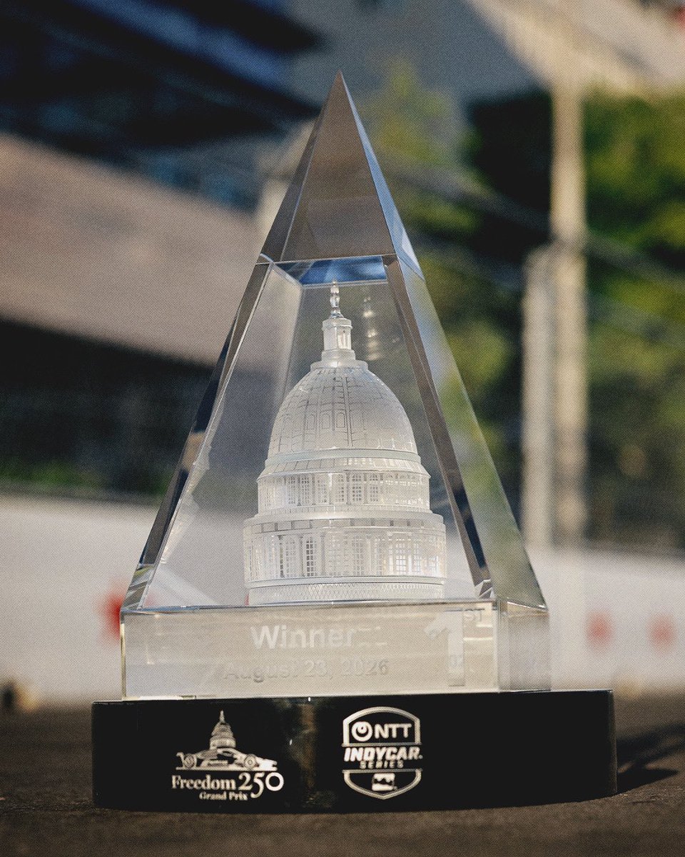 IndyCar's tweet photo. A trophy fitting for the @Freedom250GP winner 🤩 https://t.co/x02DlxvBTB