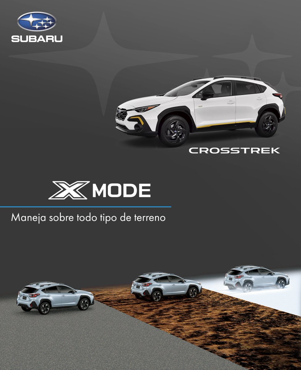 SubaruPRico's tweet photo. Conquista todo tipo de terreno sobre tu Subaru con la tecnología X-Mode. Montado en tu Subaru no hay camino que no puedas recorrer. Comienza hoy tu aventura Subaru visitándonos en uno de nuestros dealers en San Juan, Caguas y Mayagüez.
#subarupuertorico
#crosstrek https://t.co/i1GgYFPYBL