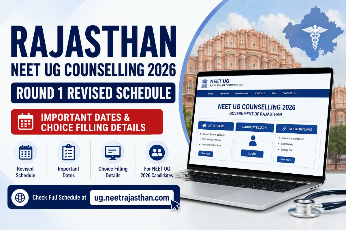 thejanpost's tweet photo. Rajasthan NEET UG 2026 Counselling: Round 1 Schedule Revised, Choice Filling Extended to August 25 https://t.co/vLgZ33y1aq https://t.co/SmPD2sxFV7